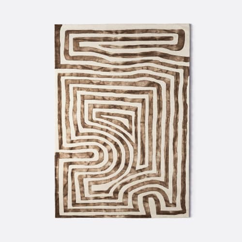 Psychedelic Labyrinth Beige Dip Dye Rug | Work by District Loom