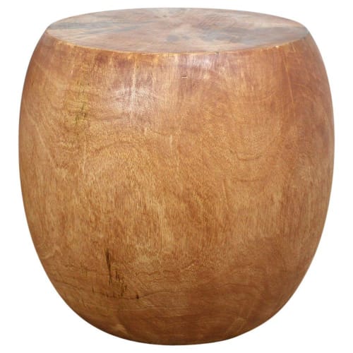 Haussmann® Mango Wood Pouf Table 20 in DIA x 18 in | Chairs by Haussmann®