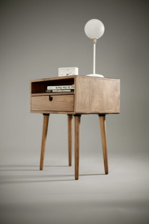 Mid Century Nightstand Bedside Table with Drawer | Storage by Manuel Barrera Habitables