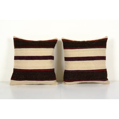 Ethnic Striped Turkish Square Kilim Pillow Cover | Linens & Bedding by Vintage Pillows Store