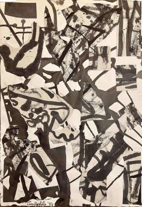 Fragments of Memory - Framed Original Collage - Abstract Ink Splash | Paintings by Eman's Gallery
