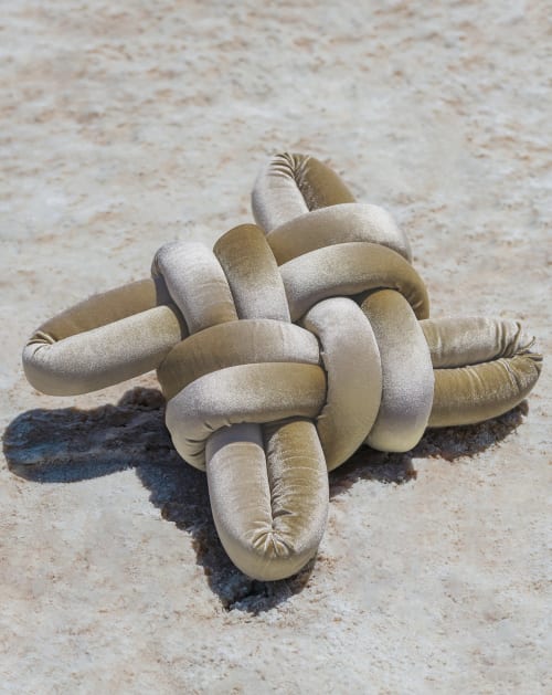 Champagne Velvet Knot Pillow | Pillows by Knots Studio