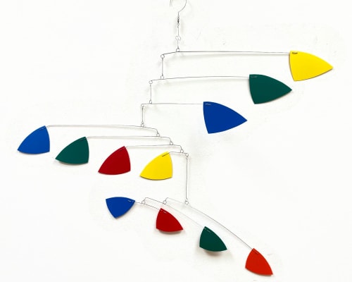 Rainbow Mobile Modern Nursery - Triangle Style Kinetic Art | Wall Hangings by Skysetter Designs