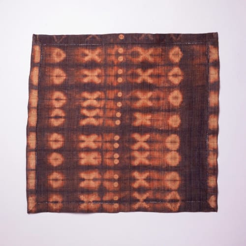 Raffia Table Centerpiece - Cocoon & Moth Pattern - Burgundy | Linens & Bedding by Tanana Madagascar