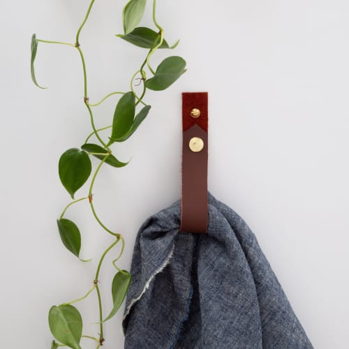Medium Leather Snap Wall Strap [V'ed End] | Storage by Keyaiira | leather + fiber | Artist Studio in Santa Rosa