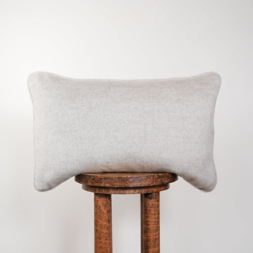 Grey Alpaca Lumbar Pillow with Self Welt 14x22 | Pillows by Vantage Design