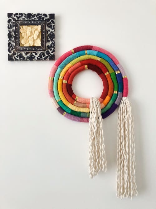 Wall Tapestry Rainbow Fiber Swirl | Wall Hangings by Awesome Knots