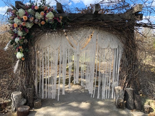 Custom Macramé Wedding Backdrop | Wall Hangings by Mpwovenn Fiber Art by Mindy Pantuso | Vista West Ranch in Dripping Springs