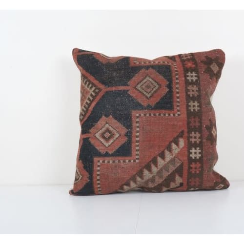 Traditional Caucasian Turkish Rug Pillow Cover, Muted Handma | Pillows by Vintage Pillows Store