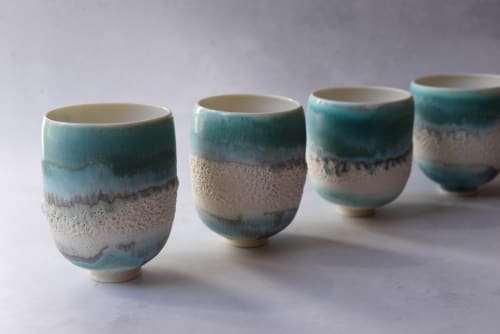 Reef Turquoise porcelain ceremonial cup / tumbler, minimal | Drinkware by Laima Ceramics