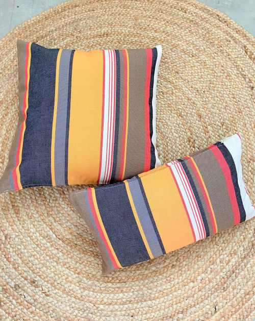 Orange Black Red Striped Throw Pillow | MARIGOLD | Cushion in Pillows by Limbo Imports Hammocks