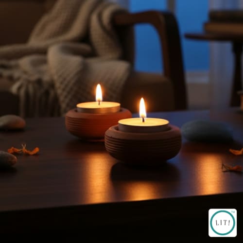 Voro Terracotta Tealight Holder (Pack of 2) | Candle Holder in Decorative Objects by Lit Lamps - Sustainable Mindful Lighting