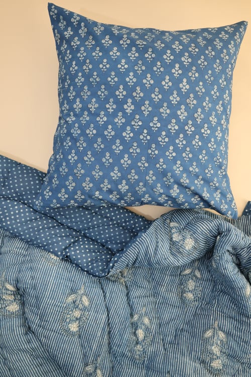 Blue Murmur Indigo Block Print Pillow | Pillows by Ninéh