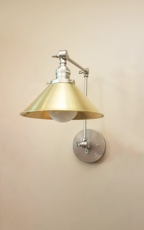 Swinging Adjustable Wall Light - Industrial Brushed Nickel | Sconces by Retro Steam Works