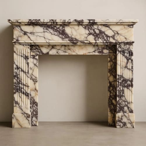 Custom Calacatta Viola Marble Fireplace Mantel | Fluted Luxury Surround | Fireplaces by Vero Marble