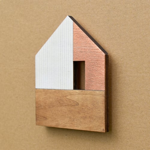 Little Wooden House - White/Copper W.1 | Sculptures by Susan Laughton Artist