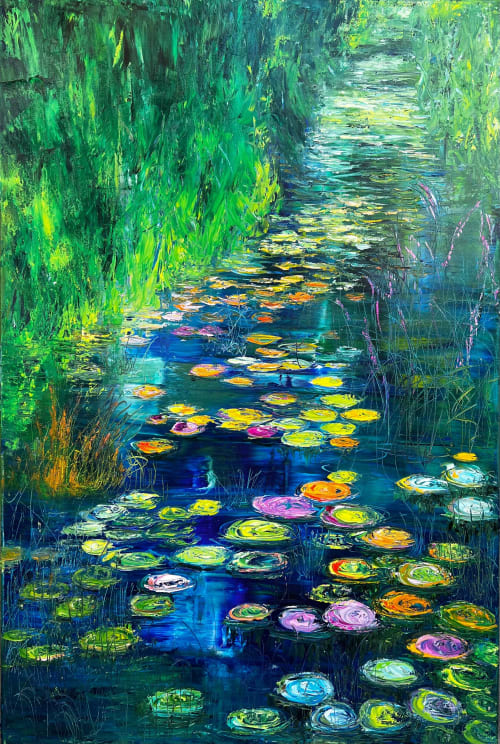Water Lily | Oil And Acrylic Painting in Paintings by Checa Art