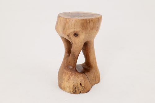Walnut Solid Wood Sculptural Side Table, Original Contemporary Design | Tables by Logniture