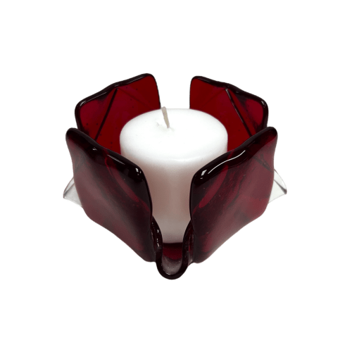 Transparent Red Glass Candleholder | Candle Holder in Decorative Objects by Sand & Iron