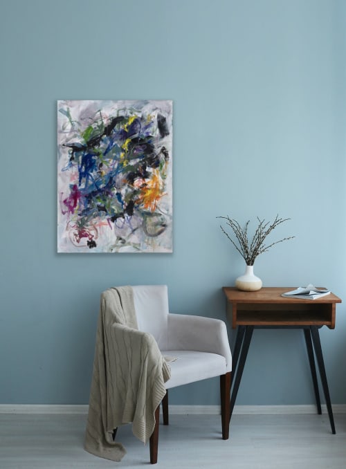 Abstract Expressionist | "Hiding Under the Bed" | 30x40 in | Oil And Acrylic Painting in Paintings by Katie Willes