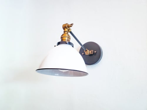 Adjustable Wall Sconce Industrial Light - Gold and White | Sconces by Retro Steam Works