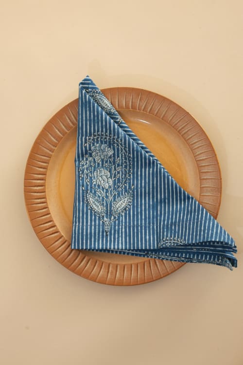 Ink Garden Indigo  Napkins, Set of 4 | Linens & Bedding by Ninéh