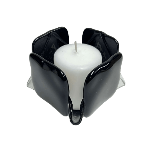 Black Opalescent Glass Candleholder | Candle Holder in Decorative Objects by Sand & Iron