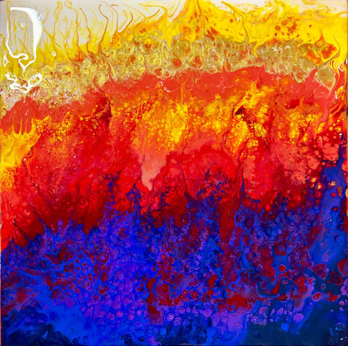 Euphoria – Contemporary Colourful Abstract Fluid Acrylic Painting | Oil And Acrylic Painting in Paintings by Eman's Gallery