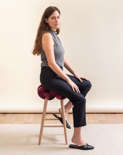 Purple Velvet Bar Knot Stool | Chairs by Knots Studio