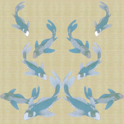 Koi - Blue | Wallpaper in Wall Treatments by Wallcovetings by Brenda Houston