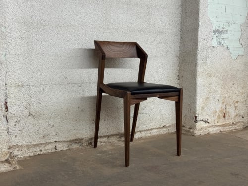 Modern Wood Dining Chair with Leather Cushion: Hand-Rubbed Osmo Finish, USA made | Chairs by Marco Bogazzi