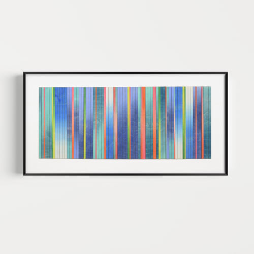 Irregular Stripe Colour Study Painting, Landscape Blue Ombre | Mixed Media in Paintings by Amelia Coward