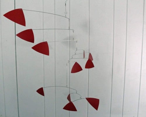 Kinetic Art Sculpture in Red - Mobile Triangle Style | Wall Hangings by Skysetter Designs
