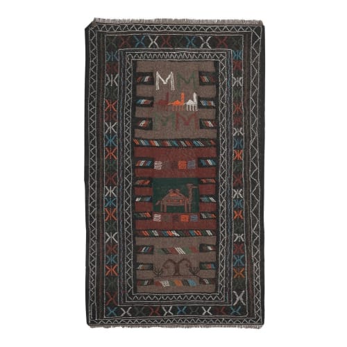 Vintage Animal Soumac Kilim Rug, Wall Hanging Tapestry | Rugs by Vintage Pillows Store