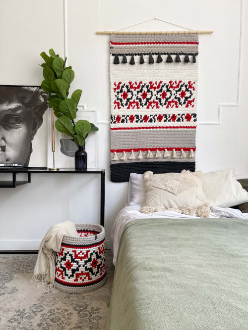 Crocheted wall art in Ukrainian Vyshyvanka style | Tapestry in Wall Hangings by Anzy Home