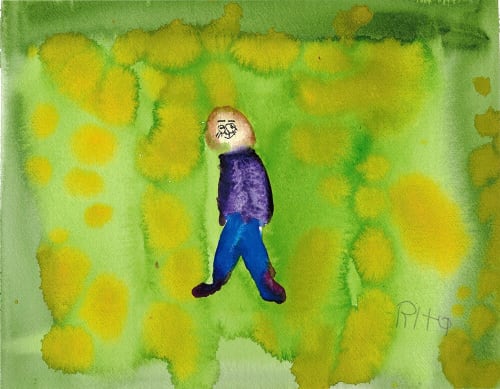 In a Field of  Dandelions - Original Watercolor | Watercolor Painting in Paintings by Rita Winkler - "My Art, My Shop" (original watercolors by artist with Down syndrome)