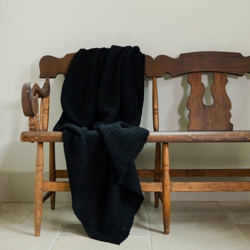 Black Remnants of Chanel Half Blanket 59x99 | Linens & Bedding by Vantage Design