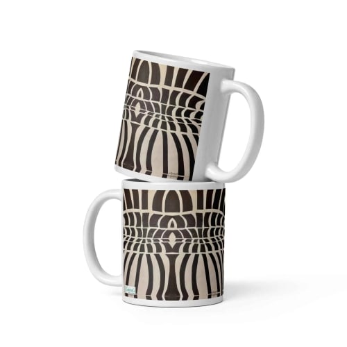 Coffee Mug - Optical Web - Op Art Black & White Illusion | Work by Eman's Gallery