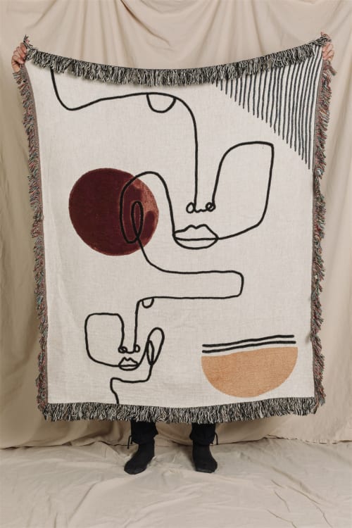 The LINEFACES Knitted Throw Blanket | Modern Art Decor | Linens & Bedding by Parker Heath | PAR  KER made