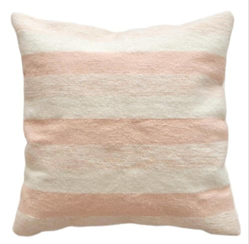 Pink Stripes Handwoven Wool Decorative Throw Pillow Cover | Cushion in Pillows by Mumo Toronto