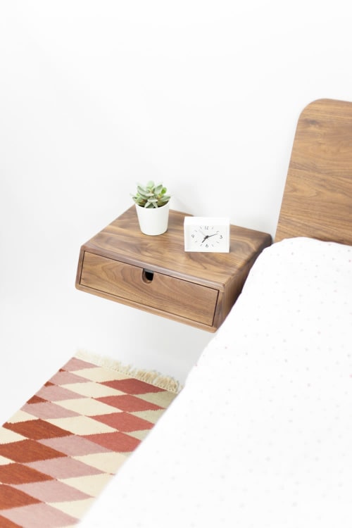 Floating Nightstand Bedside Table 1 Drawer in Solid Walnut | Tables by Manuel Barrera Habitables