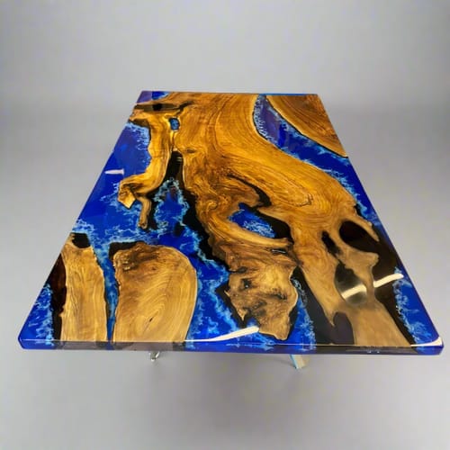 Custom Ocean Table, Epoxy Resin Table,  Epoxy Dining Table, Live edge Walnut Table | Tables by Ironscustomwood