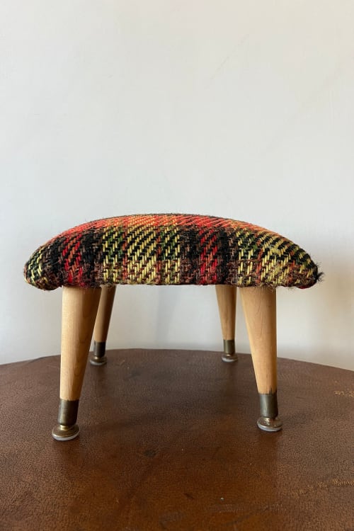 Mid Century Plaid Foot Stool | Chairs by District Loom