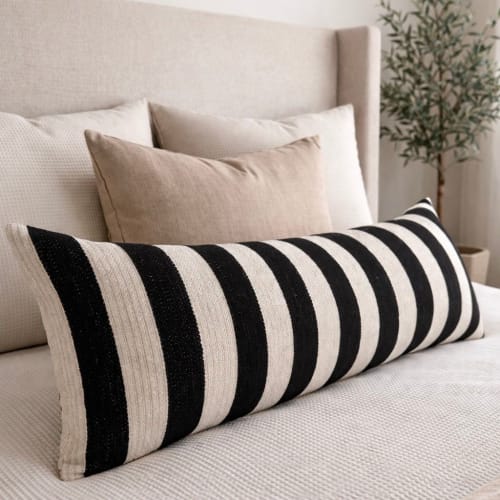 Pelham Oversized Lumbar Pillow Cover — Striped Chenille in B | Pillows by Busa Designs