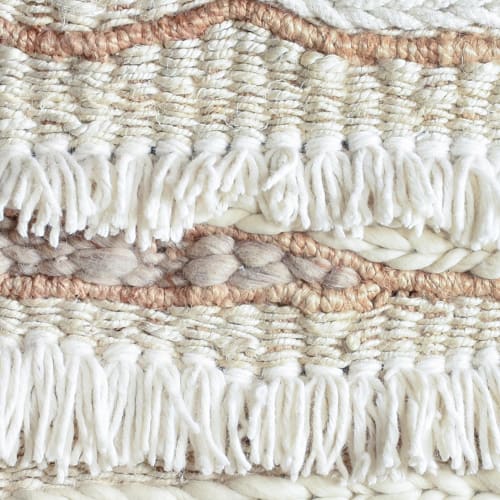 Handwoven Boho Wall Hanging, Textured Wool Cotton Tapestry, Neutral Rustic Decor | Wall Hangings by Swiflo