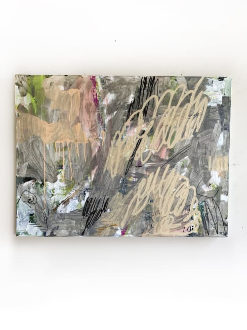 Lean Into Gray Original Painting on Stretched Canvas | Oil And Acrylic Painting in Paintings by Jessalin Beutler