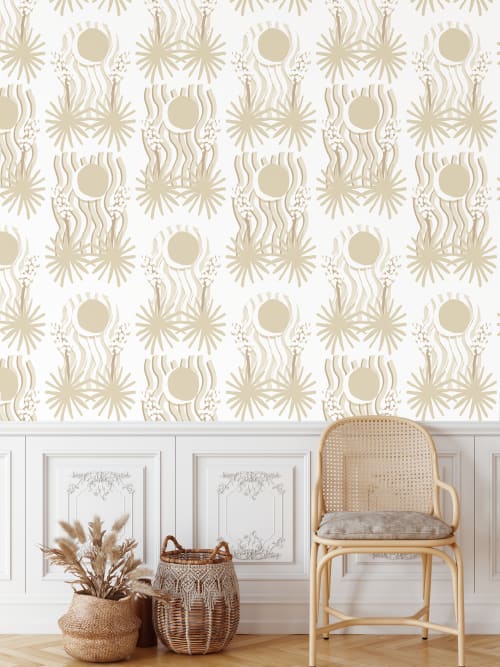 Yucca Moon Traditional Wallpaper - Prepasted, white | Wallpaper by Samantha Santana Wallpaper & Home