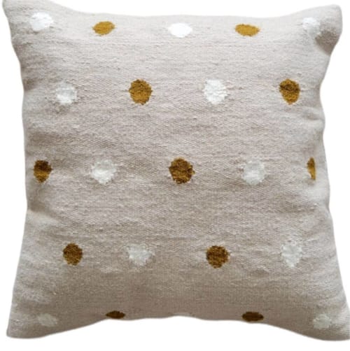 Beige Elora Handwoven Wool Decorative Throw Pillow Cover | Pillows by Mumo Toronto Inc