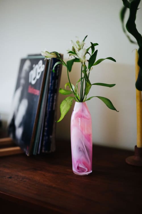 Glass Blown Melting Milkshake Tie-Dyed Pencil Vase | Vases & Vessels by Maria Ida Designs