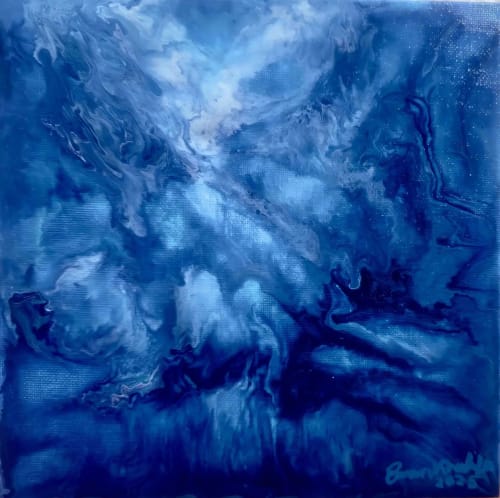 Thunder - Original Painting - Fluid Art Dramatic Blue Storm | Work by Eman's Gallery